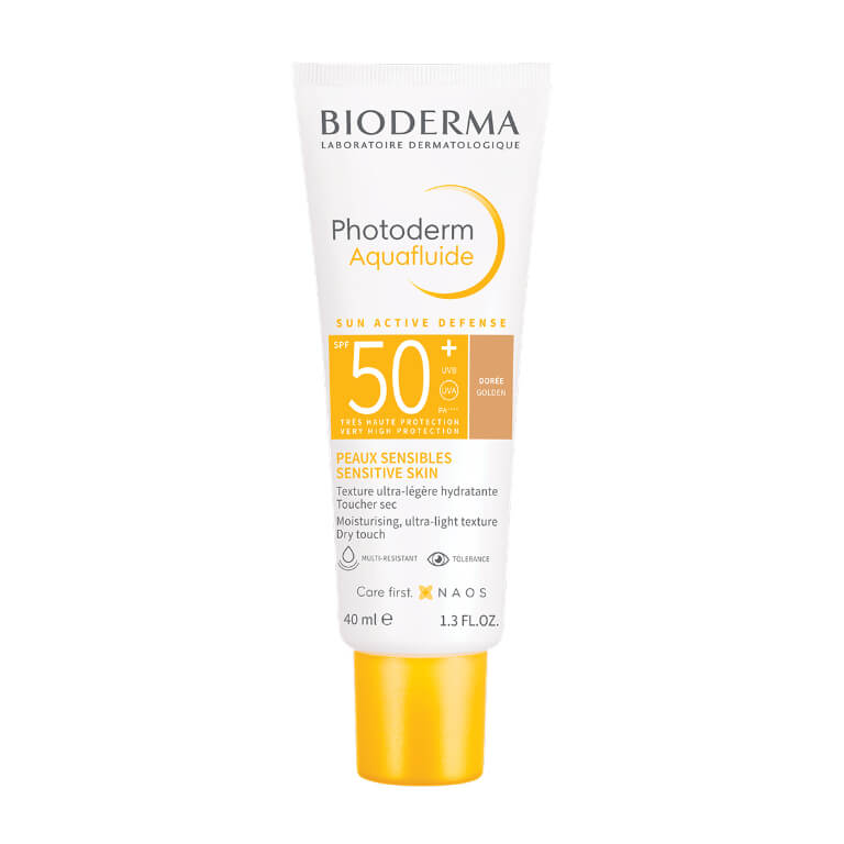 Bioderma - Photo Aquafluid Gold Tint Spf50+ 40 ml provides high protection against UV rays.