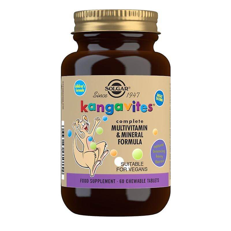 A bottle of Solgar - Multi-Vitamins - Kangavites Bouncing Berry - Size: 60.