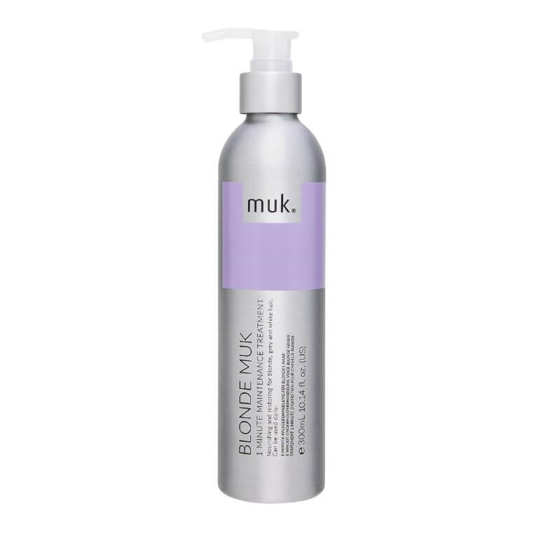 A bottle of Blonde muk 1 Minute Treatment 300ml on a white background.