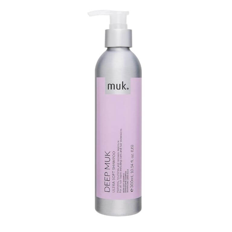 A bottle of Muk - Haircare - Deep muk Ultra Soft Shampoo 300ml on a white background.