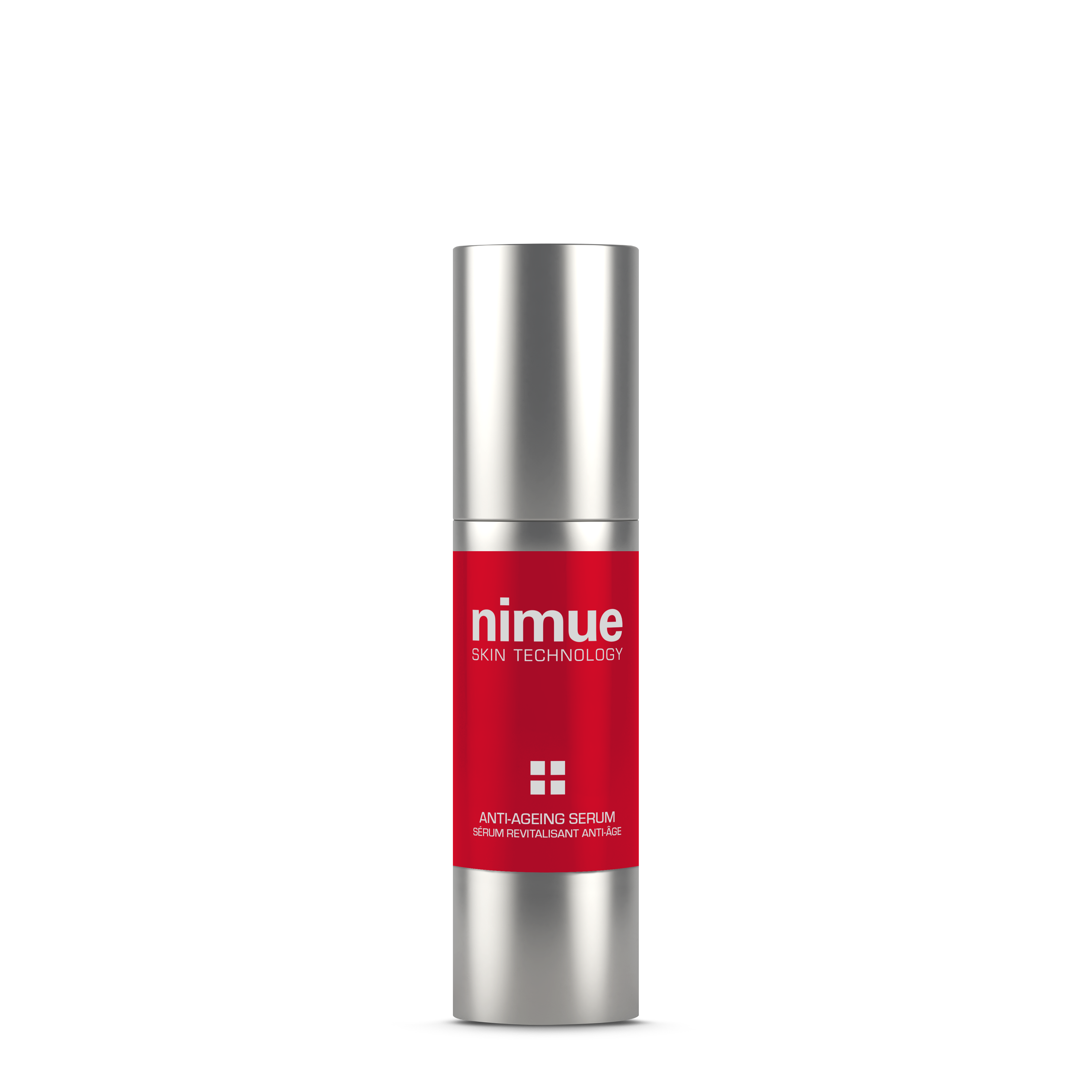 A bottle of Nimue - Anti-Ageing Serum 30ml on a white background.