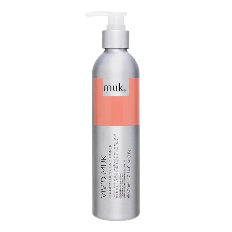 A bottle of Muk - Haircare - Vivid muk Colour Conditioner 300ml on a white background.