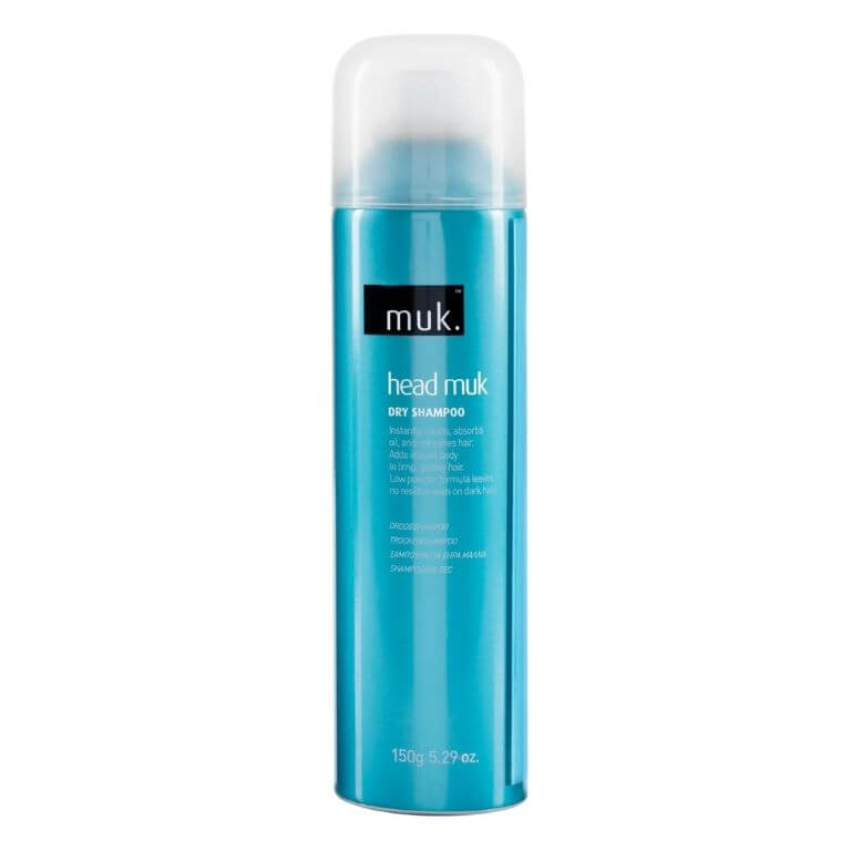 A bottle of Head muk Dry Shampoo 150g on a white background.