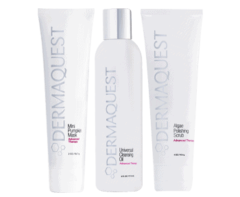 Three tubes of dermaquest products on a white background.