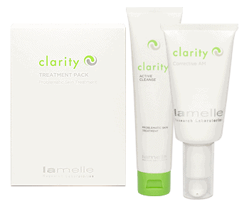 Clarity skin care set with Lamelle products for sensitive skin.