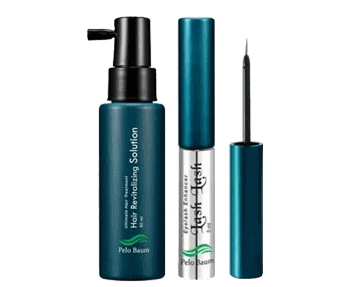 A bottle of mascara and a bottle of eyeliner by Lamelle Products for Sensitive Skin.