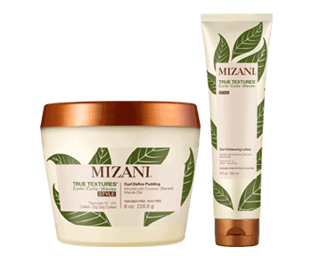 Mizani hair mask with green leaves and a tube.