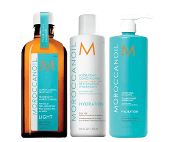 Moroccan oil hair care set.