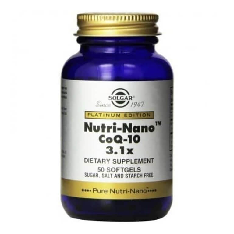 A bottle of Solgar - Speciality Supplements - Nutri Nano Co-Q10 3.1x Softgels - Size: 50.