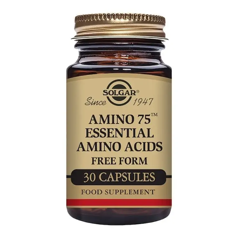 A bottle of Solgar - Free Form Amino Acids - Amino 75 Vegicaps - Size: 30.