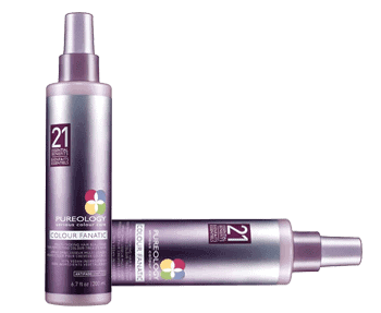 A bottle of hair color spray with a purple color.