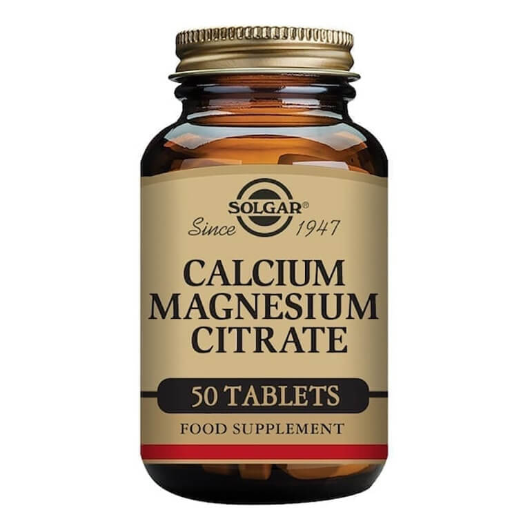 A bottle of Solgar - Minerals - Calcium Magnesium Citrate Tabs - Size: 50.