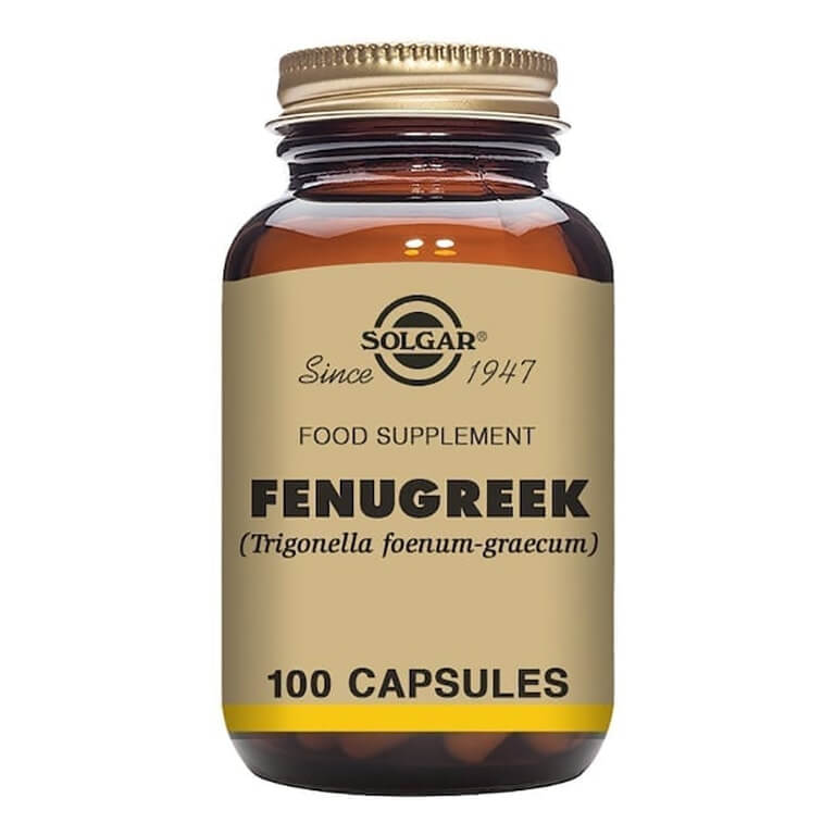 A bottle of Solgar - Herbal Products - Fenugreek 520mg Vegicaps - Size: 100.