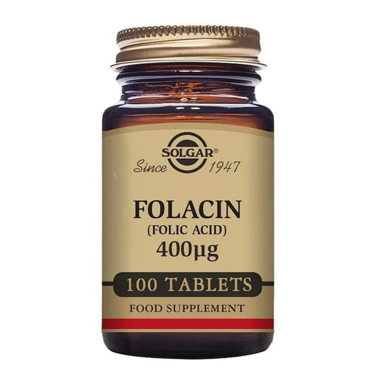 A bottle of Solgar - Vitamin B - Folacin Tabs 400ug - Size: 100.
