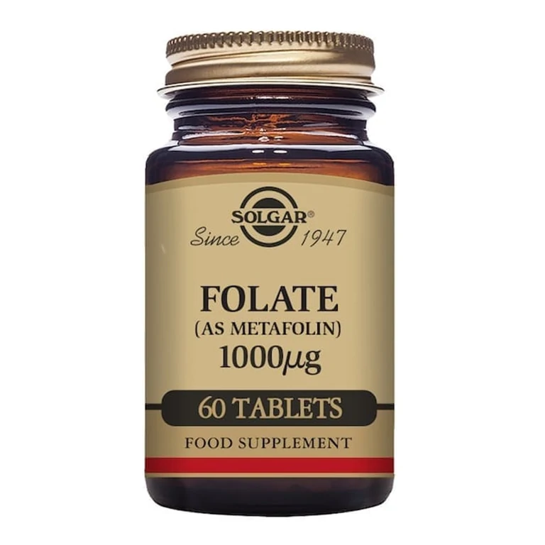 A bottle of Solgar - Vitamin B - Folate 1000ug, Size: 60.