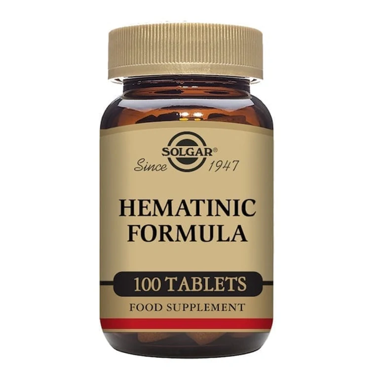 A bottle of Solgar - Speciality Supplements - Hematinic Tabs - Size: 100.