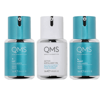 Three bottles of oms products on a white background.