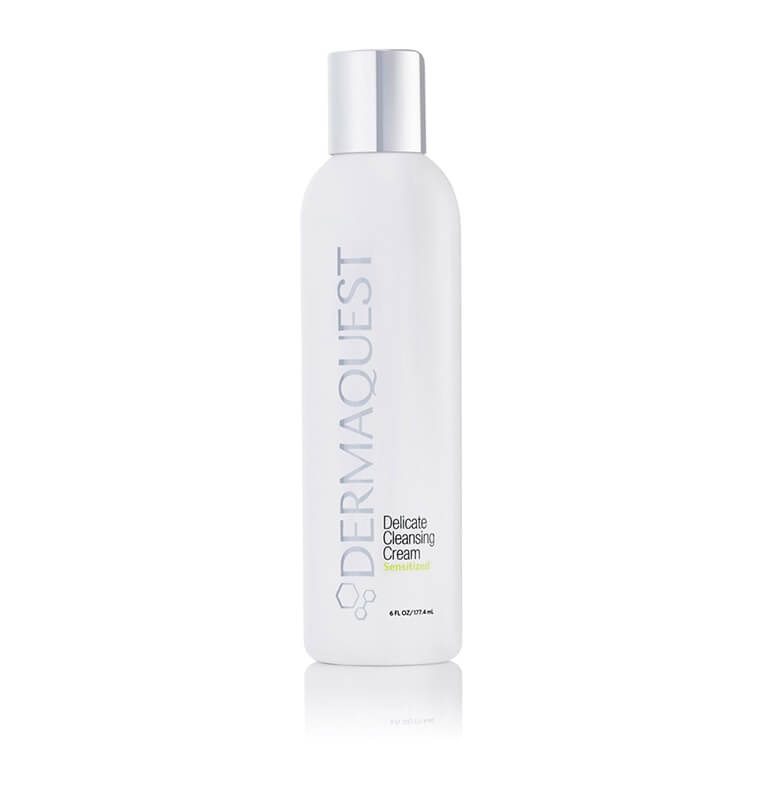 A bottle of Dermaquest - Delicate Cleansing Cream 180ml on a white background.