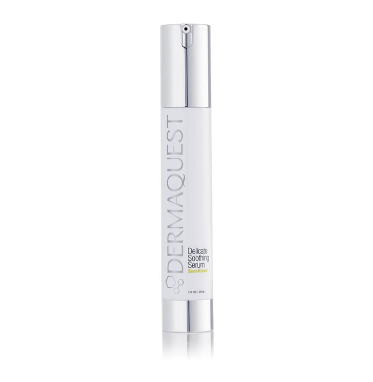 A bottle of Dermaquest - Delicate Soothing Serum 30ml on a white background.