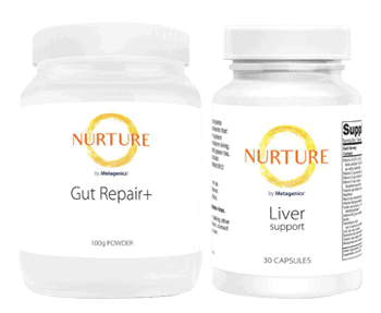 A bottle of nuture liver repair plus and a bottle of liver repair.