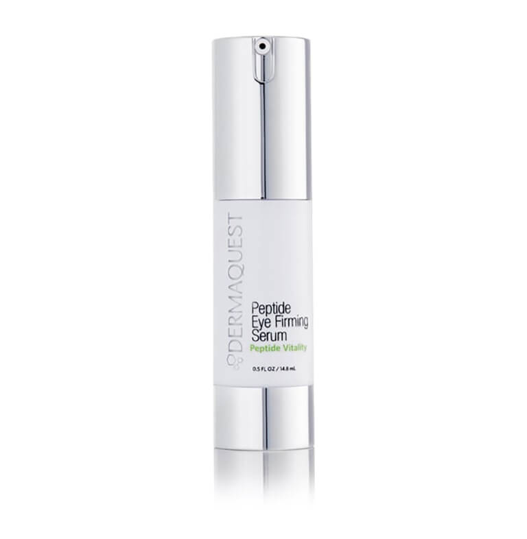 A bottle of Dermaquest - Peptide Eye Firming Serum 15ml on a white background.