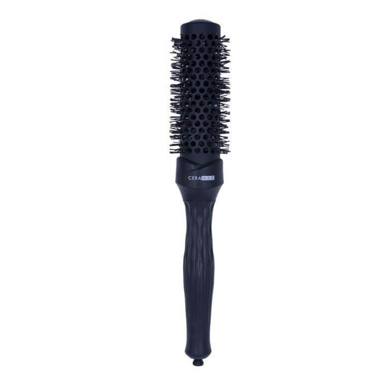 A black Ceramax - Bristles Heating Color Brush 32mm hair brush on a white background.