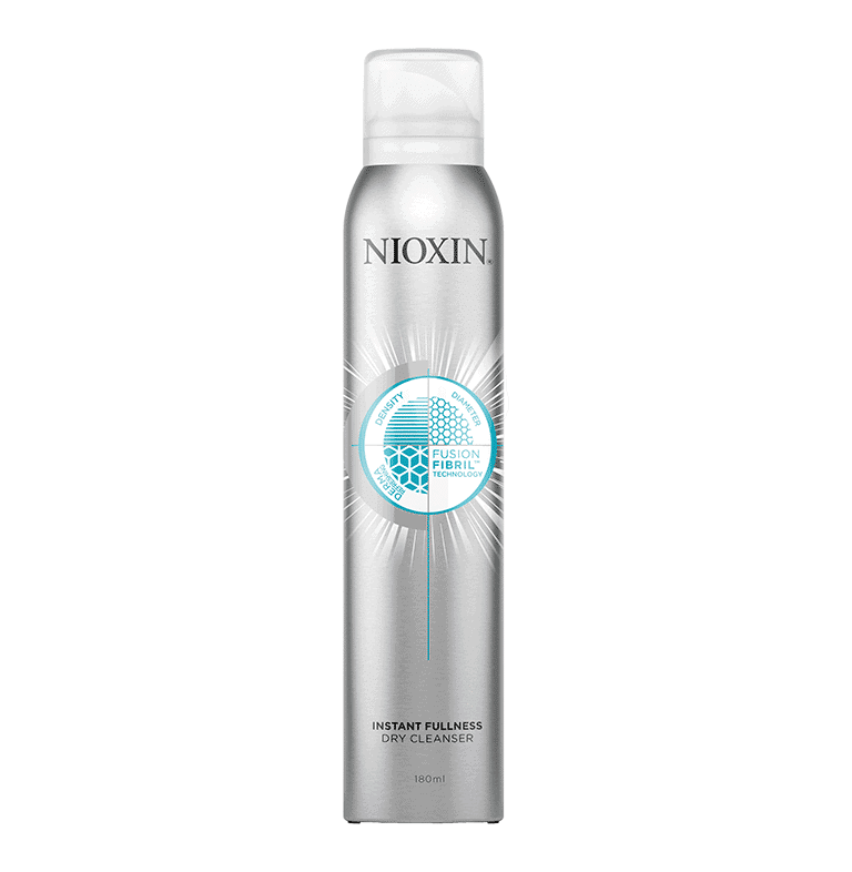 A bottle of nioxin hairspray on a white background.