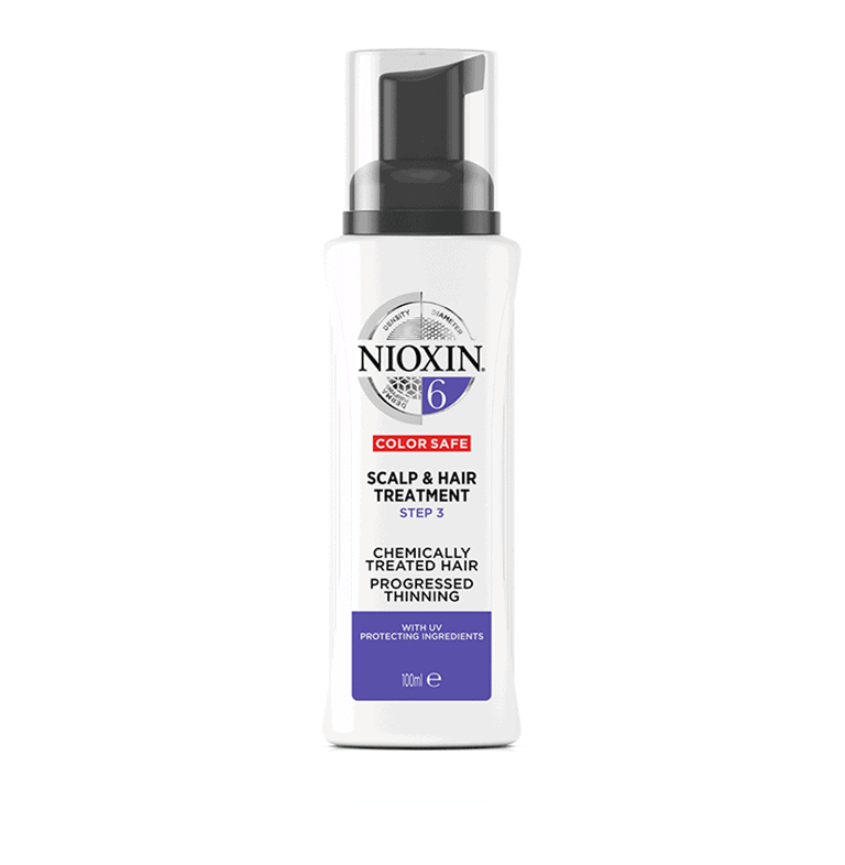 A bottle of nioxin anti - aging treatment on a white background.