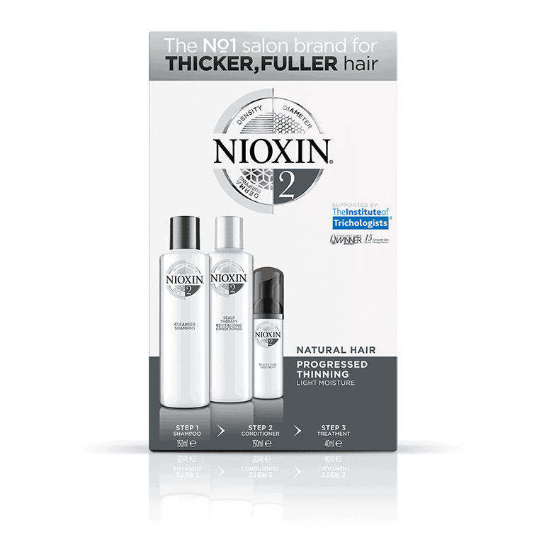 Nioxin pro thicker & fuller hair care kit.