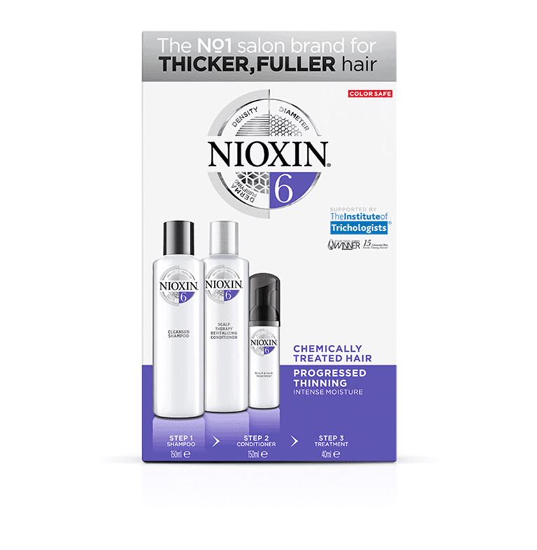Nioxin thicker, fuller hair kit.