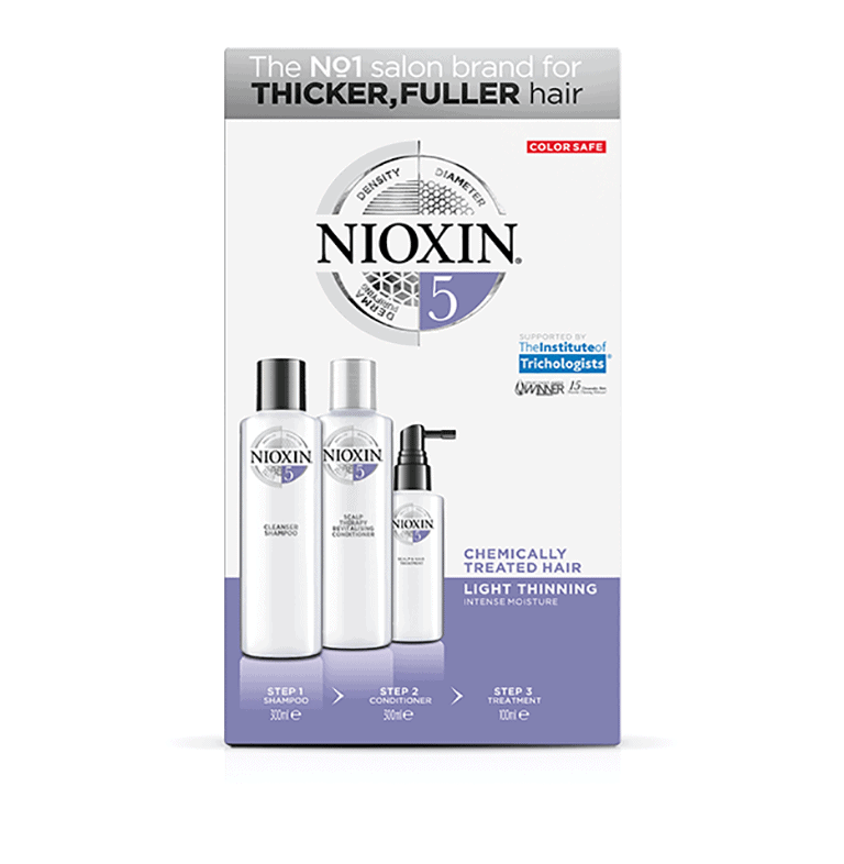 Nioxin thicker fuller hair care kit.