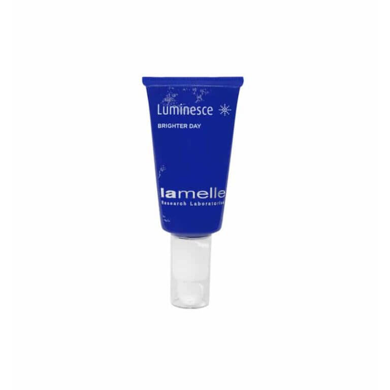 A tube of Lamelle - Luminesce Brighter Day lightening cream on a white background.