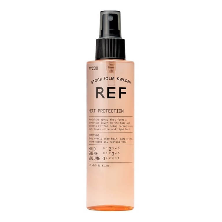 A bottle of ref sun protection spray on a white background.