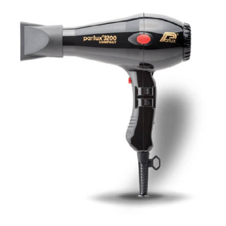 A Parlux - Dryer Parlux 3200 Compact 1900W Black, set against a white background.