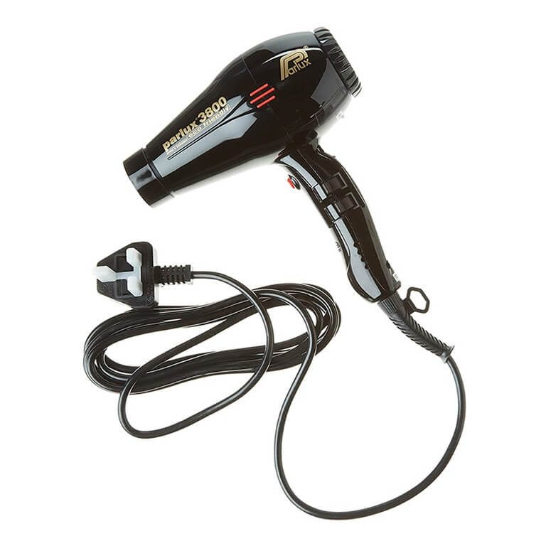 A black Parlux - Dryer Parlux Sc 3800 Black hair dryer with a cord.