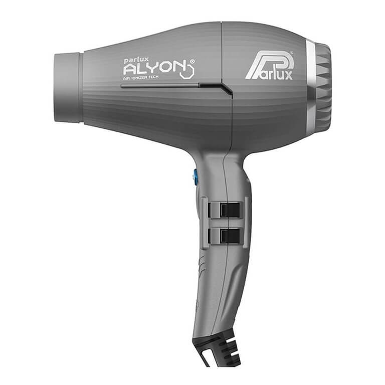 A Parlux - Alyon Parlux Dryer Graphite hair dryer with white text.