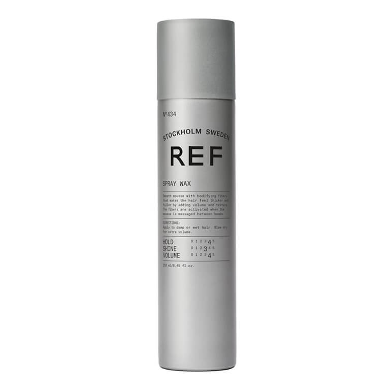 A bottle of ref hair spray on a white background.