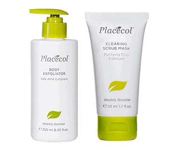 Placecool cleansing scrub and body lotion.