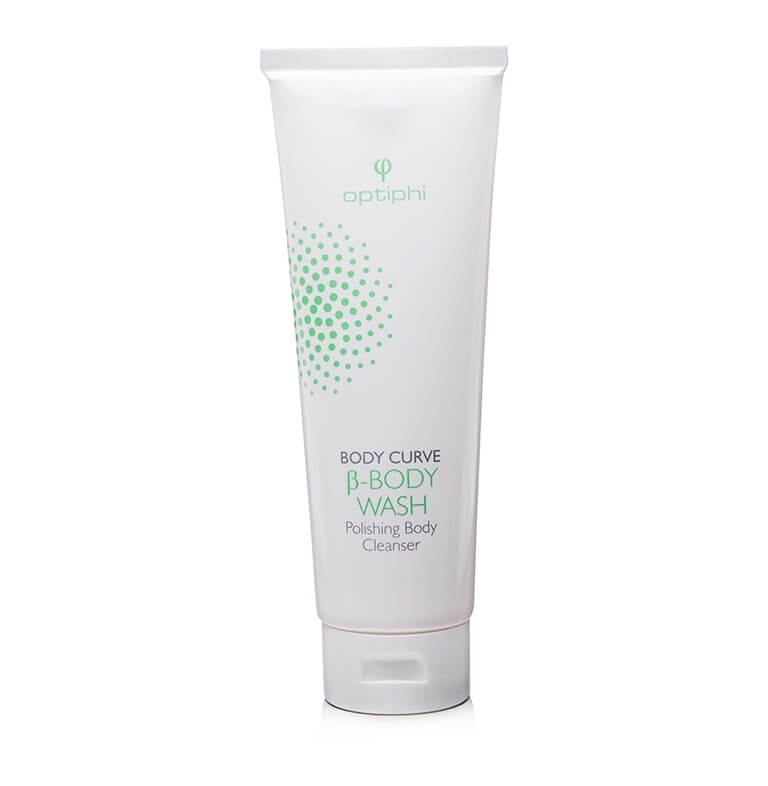 A tube of body care cleanser on a white background.