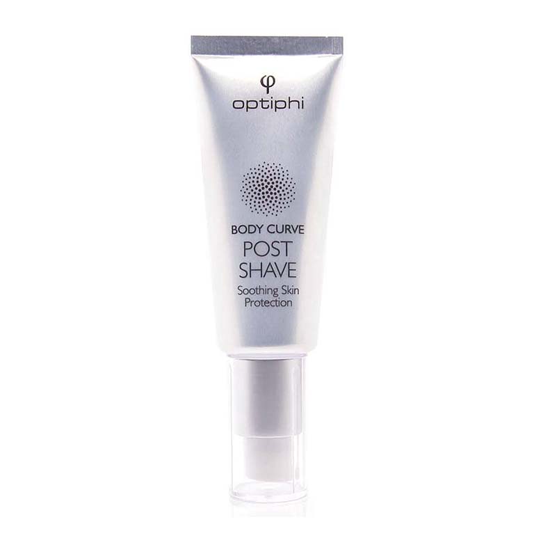 A tube of body care post shine cream on a white background.