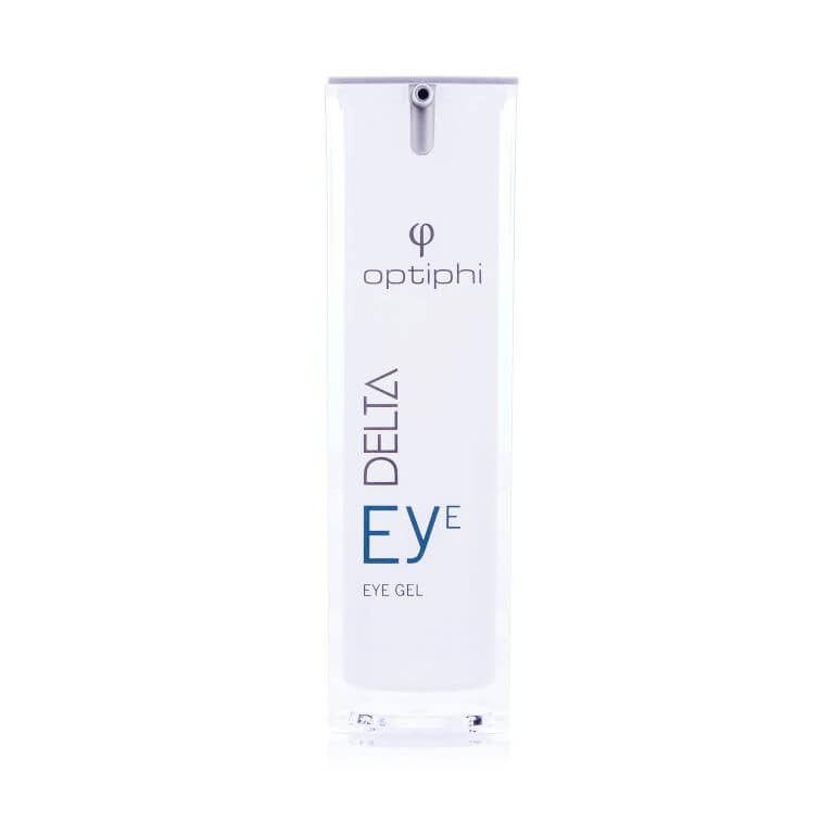 A bottle of deta ev eye gel on a white background.