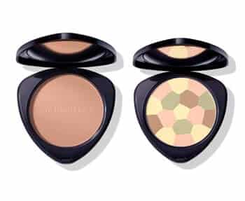 Two Dr. Hauschka compact powdered blushes on a white background.