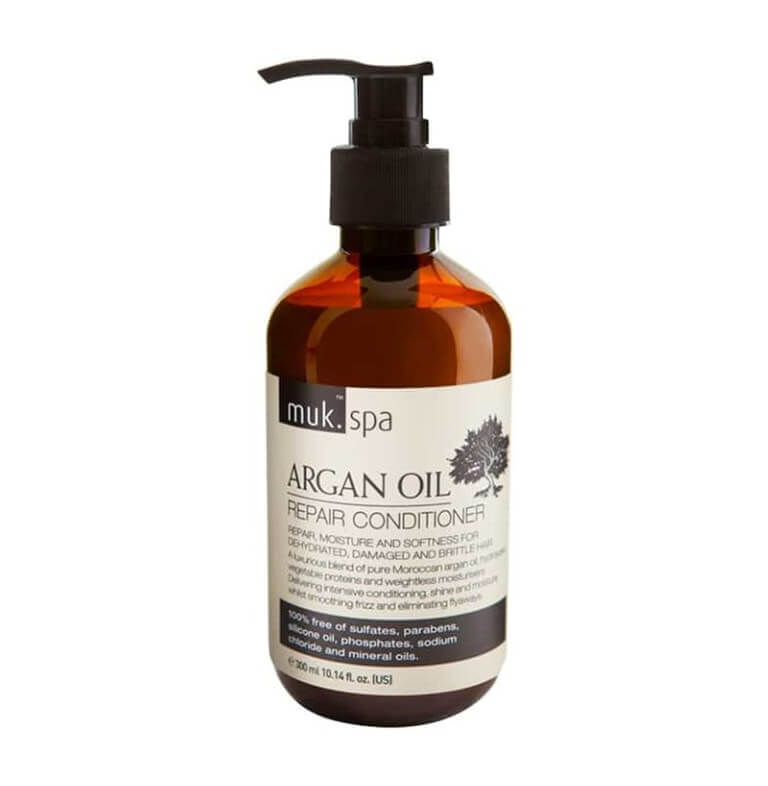A bottle of Muk - Spa Argan Oil Repair Conditioner 300ml on a white background.