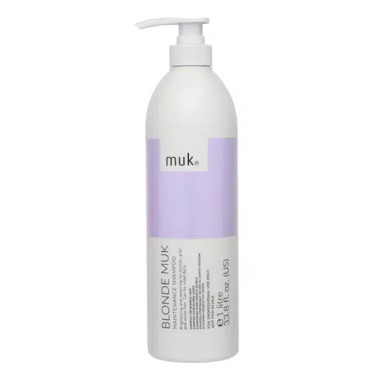 A bottle of Muk - Blonde Muk Toning Shampoo 1L on a white background.
