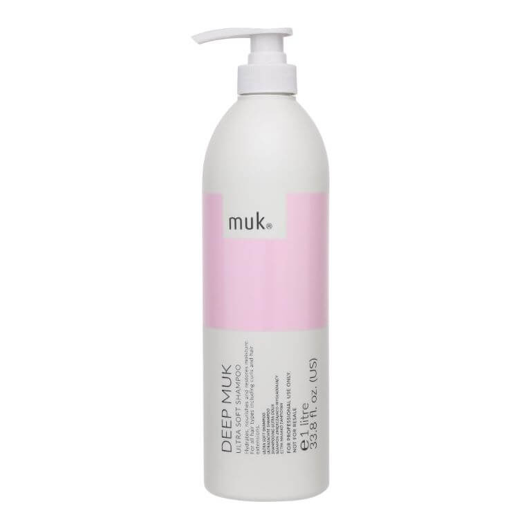 A bottle of Muk - Deep Muk Ultra Soft Shampoo 1L on a white background.