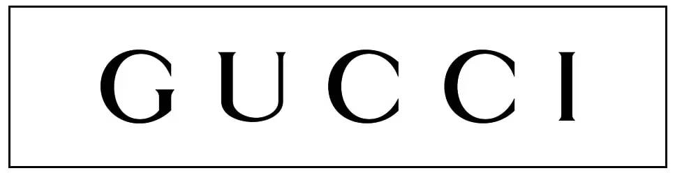 Gucci logo on a white background.