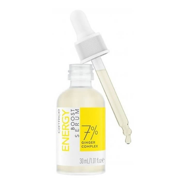 A bottle of Catrice - Energy Boost Serum with a dropper.