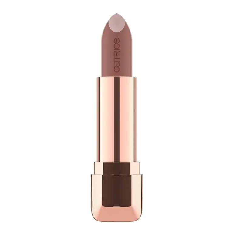A lipstick with a Catrice - Full Satin Nude Lipstick 030 rose gold finish.