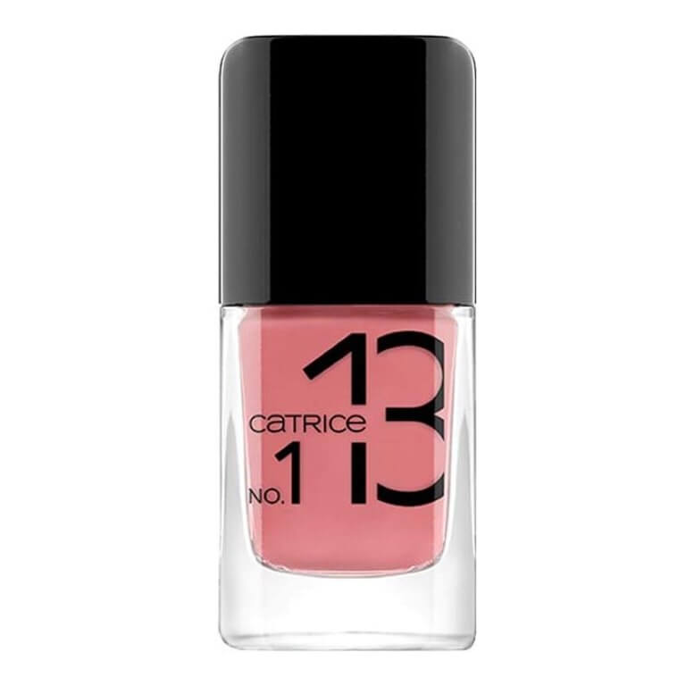 A bottle of Catrice - ICONAILS Gel Lacquer 113 in a pink color.
