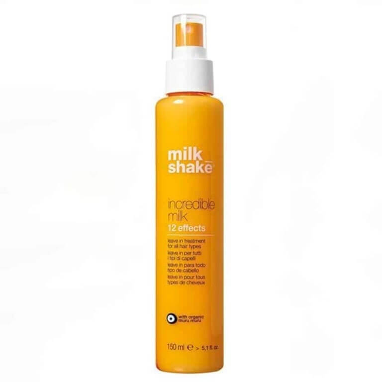 A 150ml bottle of Milkshake - Incredible Milk hairspray on a white background.